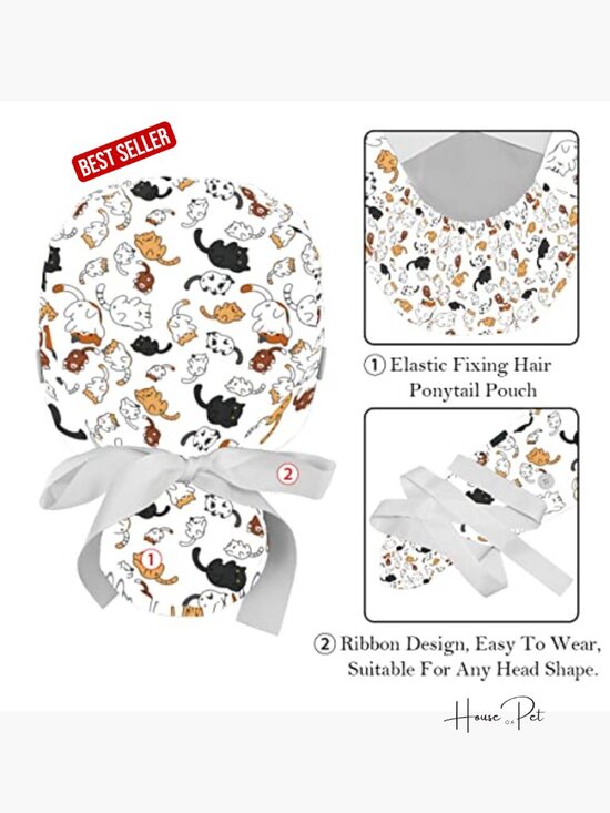 Little Cat Adjustable Unisex Surgical Scrub Caps 2 Pack main image 4